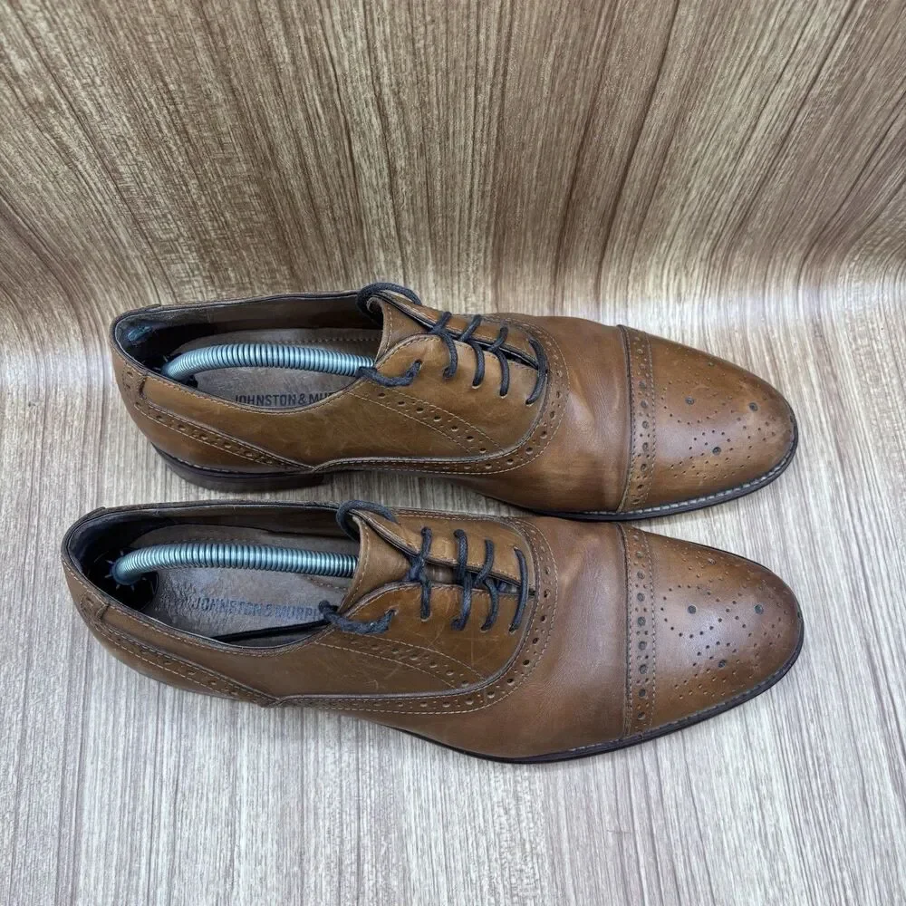 Johnston‎ and Murphy Shoes Mens Size 11 M Tan Conard Cap Toe  Italian Calfskin